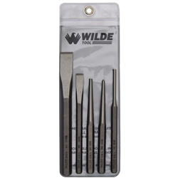 Wilde Tool K 5.NP-VP, Wilde Tools- 5-Piece Punch and Chisel Set Manufactured & Assembled in Hiawatha, Kansas U.S.A.5-Piece SetHigh Carbon Molybdenum SteelFinish : Polished, Each